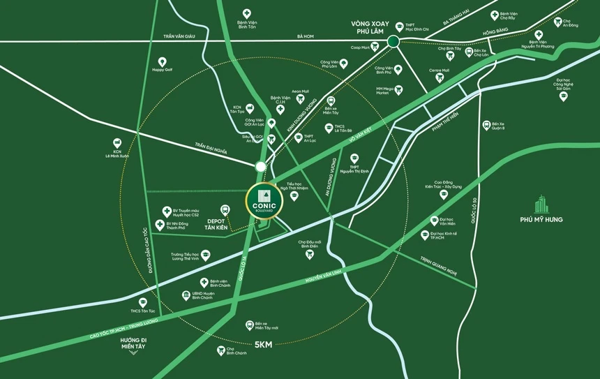 Conic Boulevard sở hữu vị trí lý tưởng tại cửa ngõ phía tây TP.HCM, kết nối thuận tiện với các khu công nghiệp lớn. Ảnh: Znews